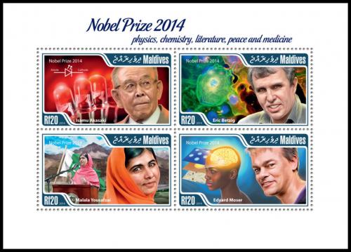 Poštové známky Maldivy 2015 Nositelé Nobelovy ceny Mi# 5559-62 Kat 10€