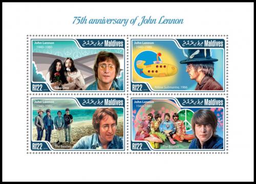 Poštové známky Maldivy 2015 The Beatles, John Lennon Mi# 5574-77 Kat 11€