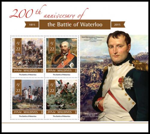 Poštové známky Maldivy 2015 Bitka u Waterloo, 200. výroèie Mi# 5714-17 Kat 11€