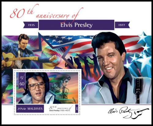 Poštová známka Maldivy 2015 Elevys Presley Mi# Block 805