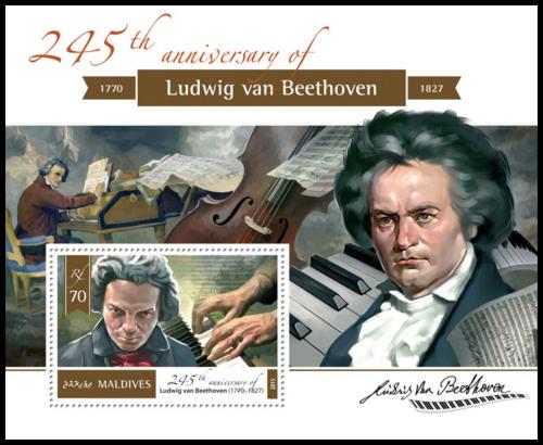 Poštová známka Maldivy 2015 Ludwig van Beethoven Mi# Block 806 Kat 9€