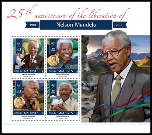 Poštové známky Maldivy 2015 Nelson Mandela Mi# 5734-37 Kat 10€