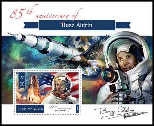 Poštová známka Maldivy 2015 Buzz Aldrin Mi# Block 809