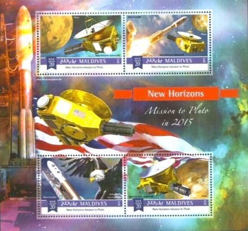 Poštové známky Maldivy 2015 Planetární sonda New Horizons Mi# 5845-48 Kat 10€