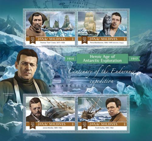Poštové známky Maldivy 2015 Shackletonova expedice Mi# 5855-58 Kat 10€