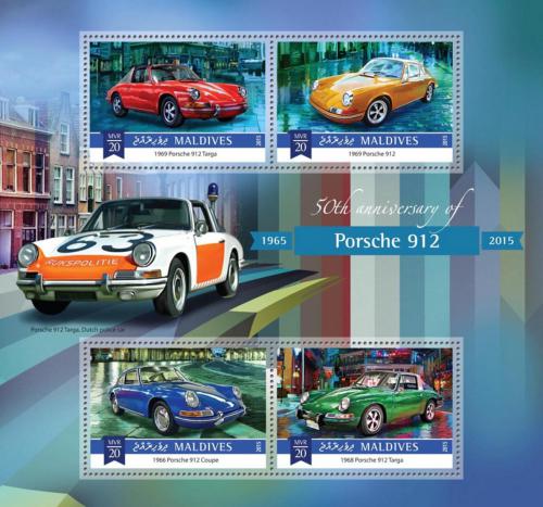 Poštové známky Maldivy 2015 Porsche 912, 50. výroèie Mi# 5885-88 Kat 10€