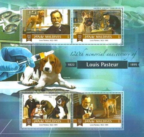 Poštové známky Maldivy 2015 Louis Pasteur, biolog a chemik Mi# 5890-93 Kat 11€