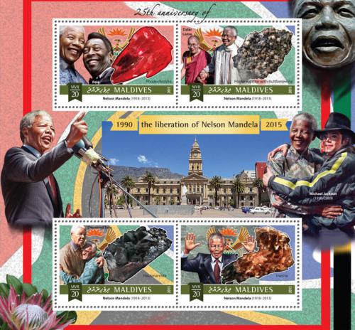 Poštové známky Maldivy 2015 Nelson Mandela Mi# 6011-14 Kat 10€