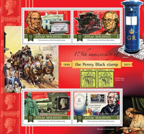 Poštové známky Maldivy 2015 Penny Black, 175. výroèie Mi# 6026-29 Kat 11€