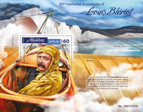 Poštová známka Maldivy 2016 Louis Blériot Mi# Mi# Block 923