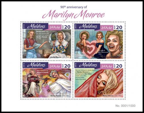 Poštové známky Maldivy 2016 Marilyn Monroe Mi# Mi# 6265-68 Kat 10€