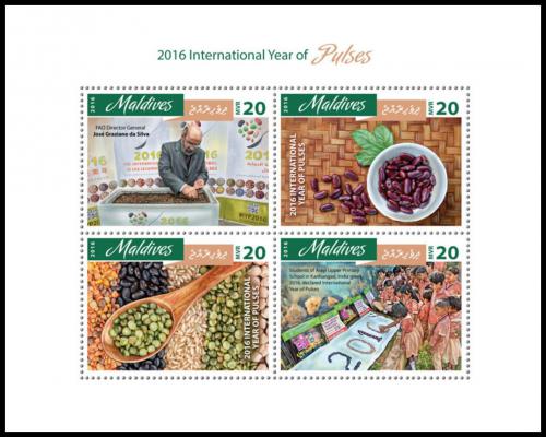 Poštové známky Maldivy 2016 Medzinárodný rok luštìnin Mi# 6474-77 Kat 10€