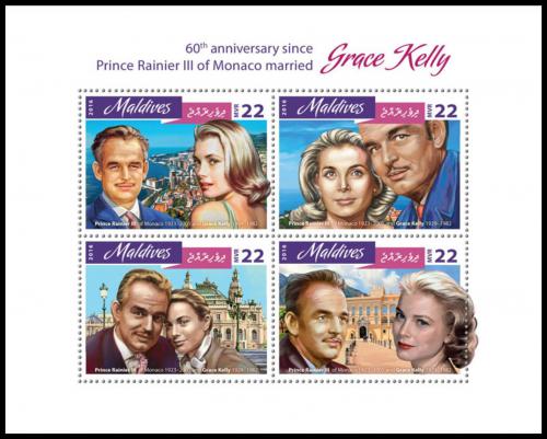 Poštové známky Maldivy 2016 Kníže Rainier III. a Grace Mi# 6484-87 Kat 11€