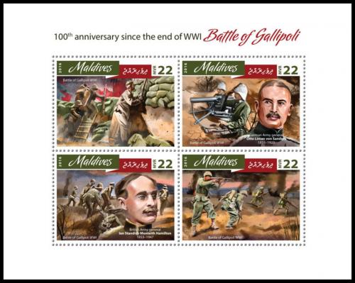 Poštové známky Maldivy 2016 Bitka o Gallipoli, 100. výroèie Mi# 6494-97 Kat 11€