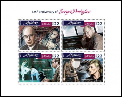 Poštové známky Maldivy 2016 Sergej Prokofjev Mi# 6499-6502 Kat 11€