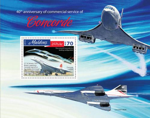 Poštová známka Maldivy 2016 Concorde Mi# Block 972 Kat 9€