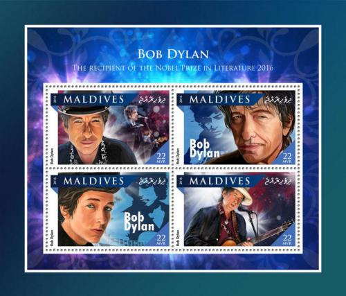 Poštové známky Maldivy 2016 Bob Dylan Mi# 6696-99 Kat 11€