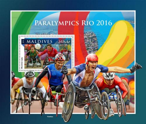 Poštová známka Maldivy 2016 Paralympiáda Rio de Janeiro Mi# Block 1007