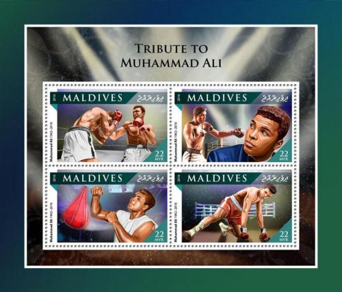 Poštové známky Maldivy 2016 Muhammad Ali, box Mi# 6726-29 Kat 11€