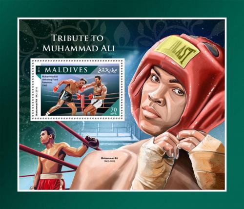 Poštová známka Maldivy 2016 Muhammad Ali, box Mi# Block 1011 Kat 9€