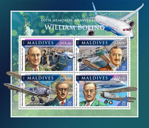 Poštové známky Maldivy 2016 William Boeing Mi# 6731-34 Kat 10€