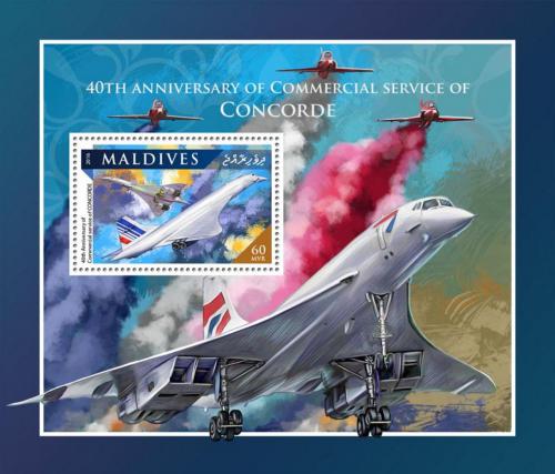 Poštová známka Maldivy 2016 Concorde Mi# Block 1013