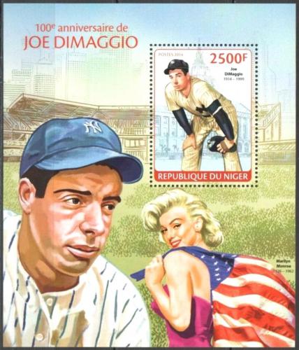 Poštová známka Niger 2014 Joe DiMaggio, baseball Mi# Block 280 Kat 10€