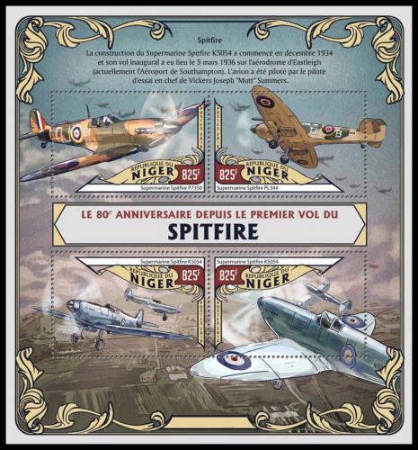 Poštové známky Niger 2016 Stíhaèky Spitfire Mi# 4027-30 Kat 13€