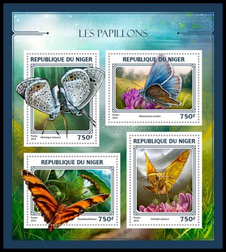 Poštové známky Niger 2016 Motýle Mi# 4427-30 Kat 12€