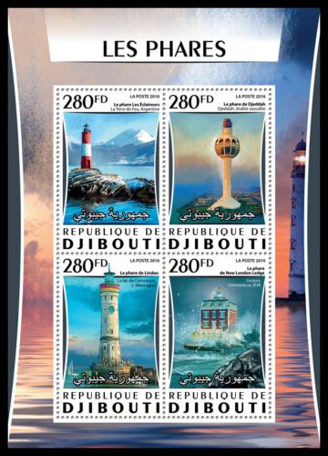 Poštové známky Džibutsko 2016 Majáky Mi# 1054-57 Kat 12€