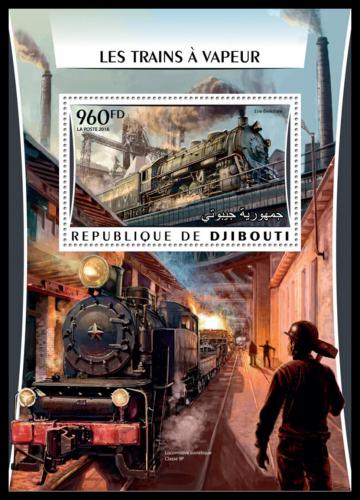 Poštová známka Džibutsko 2016 Parní lokomotívy Mi# Block 216 Kat 12€