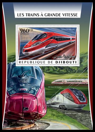 Poštová známka Džibutsko 2016 Moderní lokomotívy Mi# Block 217 Kat 12€