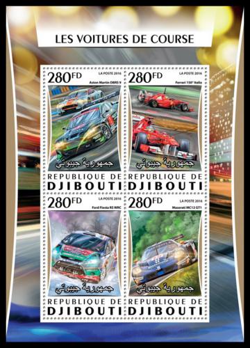 Poštové známky Džibutsko 2016 Závodní automobily Mi# 1074-77 Kat 12€