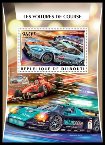 Poštová známka Džibutsko 2016 Závodní automobily Mi# Block 218 Kat 12€