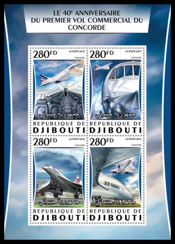 Poštové známky Džibutsko 2016 Concorde Mi# Mi# 1084-87 Kat 12€