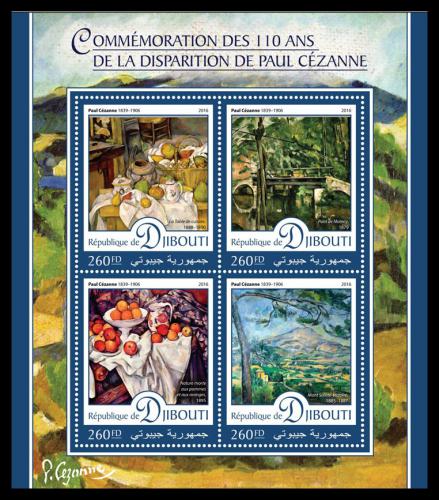 Poštové známky Džibutsko 2016 Umenie, Paul Cézanne Mi# 1154-57 Kat 10€