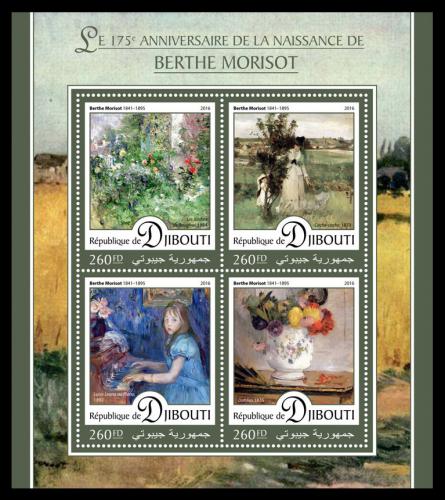Poštové známky Džibutsko 2016 Umenie, Berthe Morisot Mi# 1159-62 Kat 10€