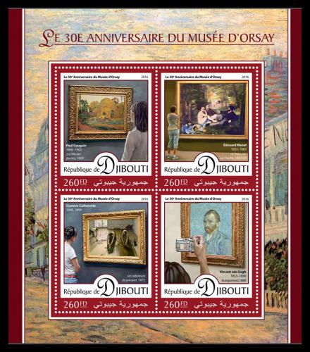 Poštové známky Džibutsko 2016 Umenie, Musée d’Orsay Mi# 1169-72 Kat 10€
