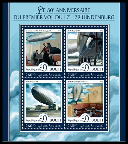Poštové známky Džibutsko 2016 Vzducholoï Hindenburg Mi# 1179-82 Kat 10€