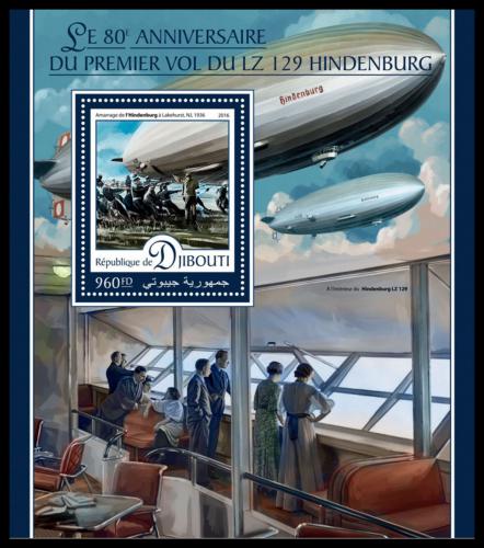 Poštová známka Džibutsko 2016 Vzducholoï Hindenburg Mi# Block 285 Kat 10€