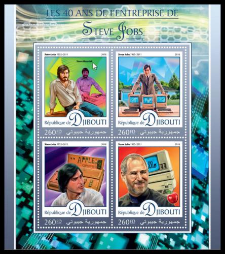 Poštové známky Džibutsko 2016 Steve Jobs, Zakladatel Apple Mi# 1194-97 Kat 10€