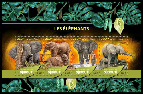 Poštové známky Džibutsko 2016 Slony Mi# 1289-92 Kat 10€
