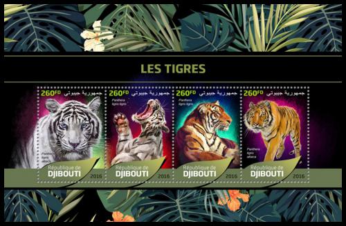 Poštové známky Džibutsko 2016 Tygøi Mi# 1309-12 Kat 12€