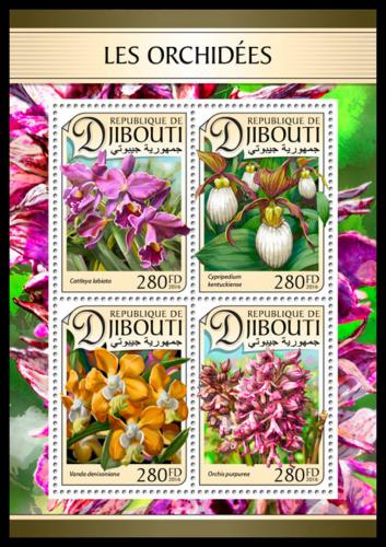 Poštové známky Džibutsko 2016 Orchideje Mi# 1328-31 Kat 11€
