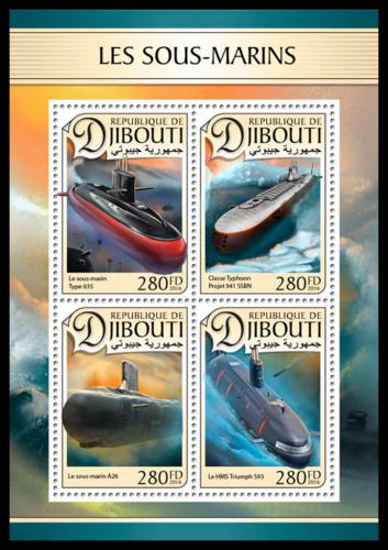 Poštové známky Džibutsko 2016 Ponorky Mi# 1348-51 Kat 12€