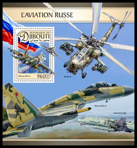 Poštová známka Džibutsko 2016 Ruské vzdušné síly Mi# Block 457 Kat 12€
