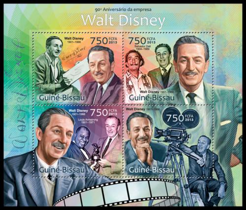 Poštové známky Guinea-Bissau 2013 Walt Disney Mi# 6427-30 Kat 12€