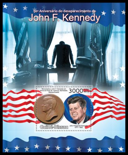 Poštová známka Guinea-Bissau 2013 Prezident John F. Kennedy Mi# Bl 1134 Kat 12€
