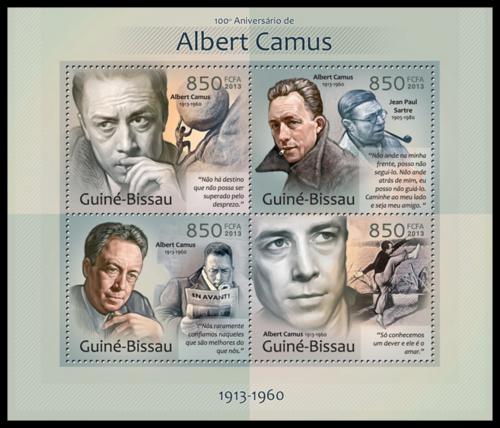 Poštové známky Guinea-Bissau 2013 Albert Camus, spisovatel Mi# 6467-70 Kat 14€