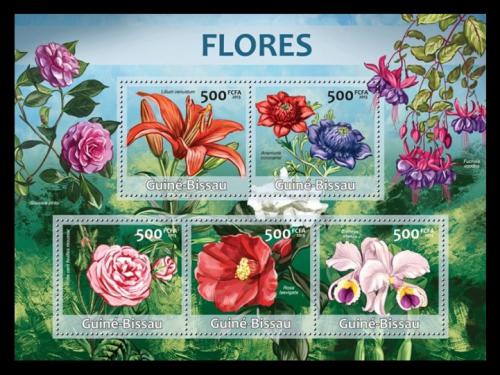 Poštové známky Guinea-Bissau 2013 Kvety Mi# 6530-34 Kat 10€